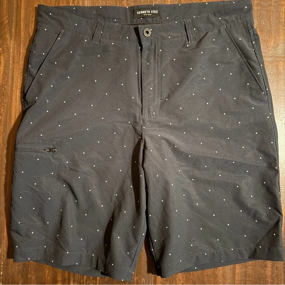 Kenneth Cole New York Navy Blue Board Shorts with Star Dots - Size 34